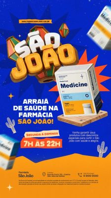 Farmácia São João Arraiá de Saúde e Alegria PSD Editável