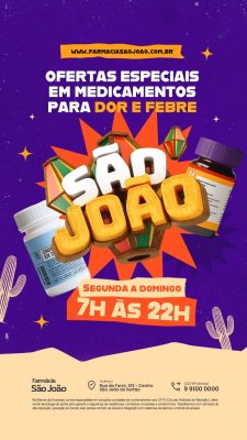 Story São João Farmácia São João Ofertas Medicamentos Dor e Febre PSD Editável