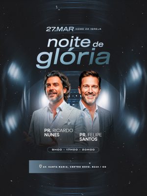 Flyer Evento Culto Noite de Glória PSD Editável