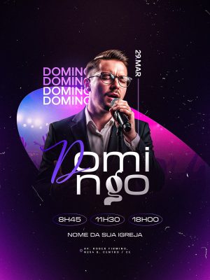 Flyer Evento Culto Domingo 29 Março PSD Editável