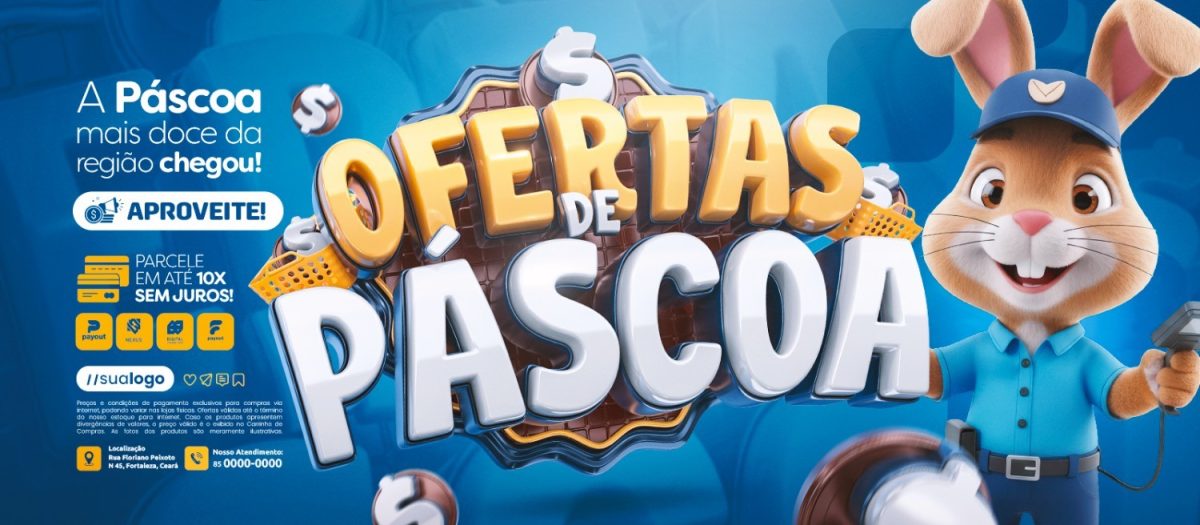 Ofertas de Páscoa a Páscoa Mais Doce Banner PSD Editável
