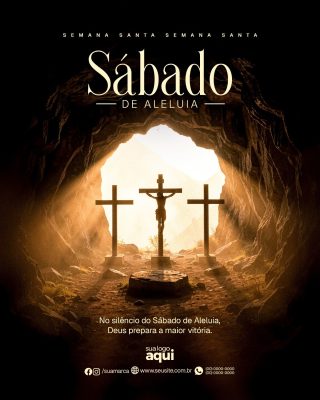 Semana Santa Sábado de Aleluia Três Cruzes na Caverna PSD Editável