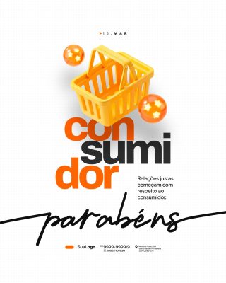 Dia do Consumidor 15 Março Parabéns Modelo Moderno PSD Editável