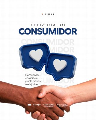 Dia do Consumidor 15 Mar Mensagem Consciência PSD Editável