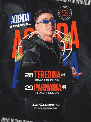 Agenda Semanal Japãozinho 28 Teresina 29 Parnaíba Shows PSD Editável