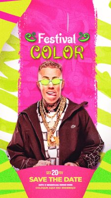 Festival Color Sexta 20 Fevereiro Save The Date PSD Editável