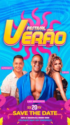 Festival Verão Save The Date Evento Show Musical PSD Editável