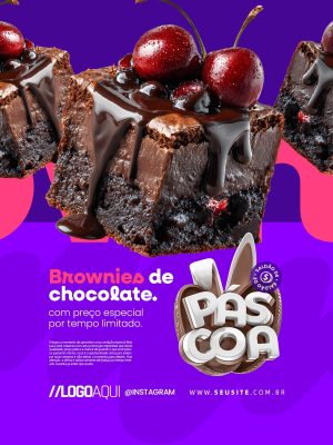 Páscoa Saldão de Brownies de Chocolate Preço Especial PSD Editável
