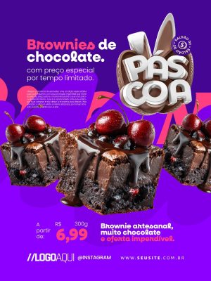 Páscoa Saldão Brownies de Chocolate Oferta Imperdível PSD Editável