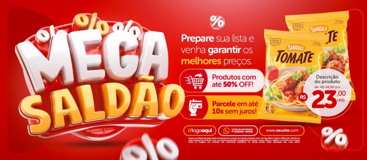 Banner Mega Saldão Prepare Sua Lista Melhores Preços PSD Editável