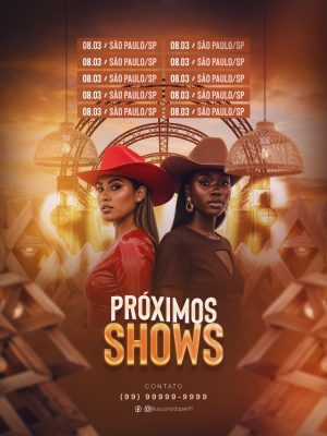 Próximos Shows Artistas Femininas e Programação PSD Editável