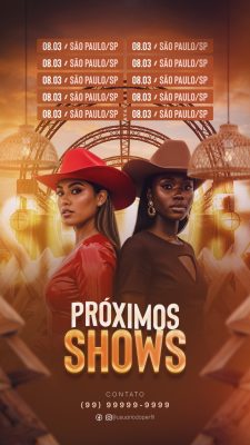 Flyer Próximos Shows Country Sertanejo Design Para Eventos Stories PSD Editável