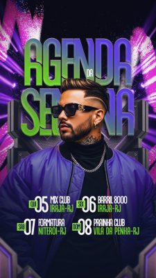 Agenda da Semana Design Moderno com Datas e Eventos Stories PSD Editável