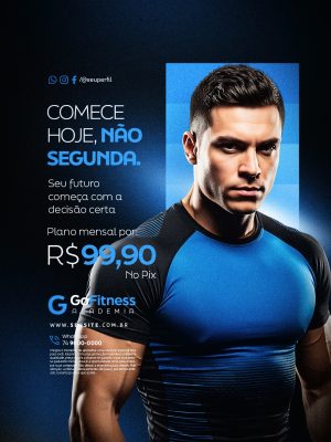 Academia Comece Hoje Não Segunda PSD Editável