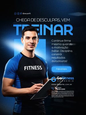 Academia Chega de Desculpas Vem Treinar PSD Editável