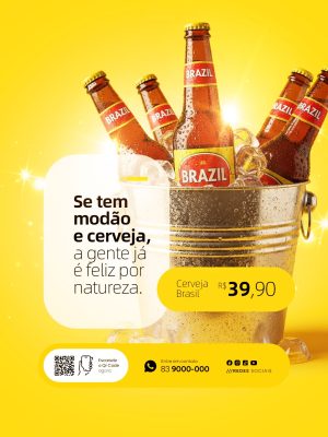 Cervejaria Se Tem Modão e Cerveja a Gente Já é Feliz Por Natureza PSD Editável