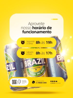 Cervejaria Aproveite Nosso Horário de Funcionamento PSD Editável