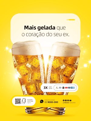 Cerveja Mais Gelada Que o Coração do Seu Ex Cervejaria PSD Editável