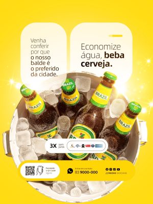 Cervejaria Cerveja no Balde Promocional 3X Sem Juros PSD Editável