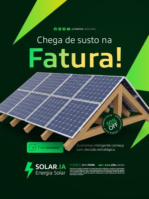 Energia Solar Chega de Susto na Fatura Com 50% Off PSD Editável
