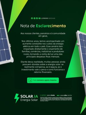 Nota de Esclarecimento sobre Energia Solar PSD Editável
