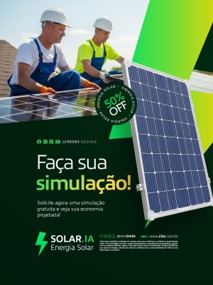 Energia Solar Faça sua Simulação 50% Off PSD Editável