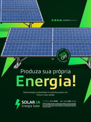 Energia Solar Produza sua Própria Energia 50% Off PSD Editável