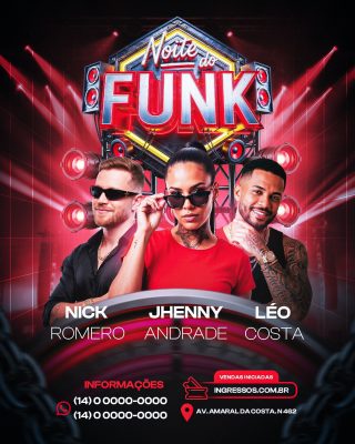Festa Noite do Funk Nick Jhenny Léo Romero Andrade Costa PSD Editável