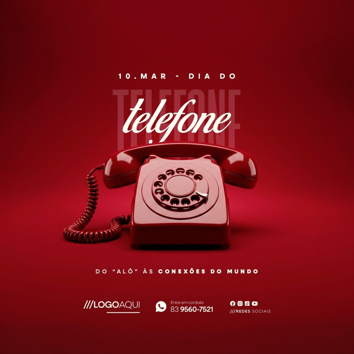  Dia do Telefone 10 de Março Conexões do Mundo PSD Editável