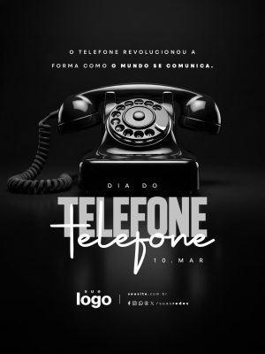 Dia do Telefone 10 de Março PSD Editável