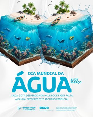 Dia Mundial da Água 22 de Março Social Media PSD Editável