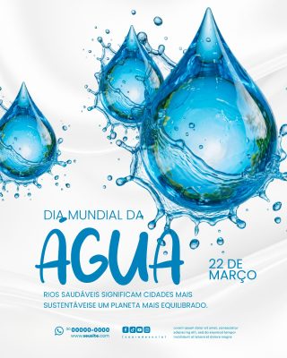 Dia Mundial da Água 22 de Março Conscientização Aqua PSD Editável
