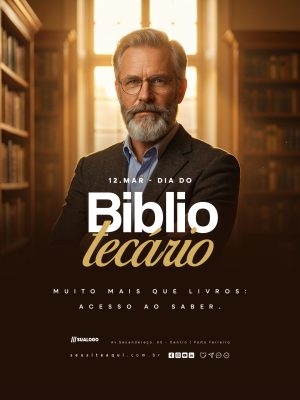 Dia do Bibliotecário 12 Março Muito Mais Que Livros PSD Editável