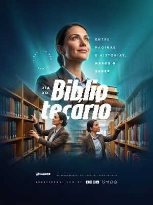 Dia do Bibliotecário12 Março Entre Páginas e Histórias PSD Editável