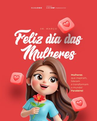 Dia Internacional da Mulher 8 de Março Social Media PSD Editável