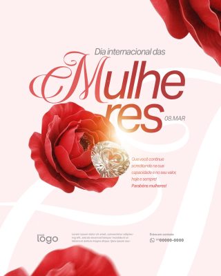 Dia Internacional da Mulher 8 de Março Social Media PSD Editável