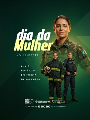 Dia da Mulher 08 Março Potência Em Forma de Coragem PSD Editável