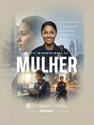 Dia Internacional da Mulher 08 de Março Ser Mulher é Carregar Coragem PSD Editável