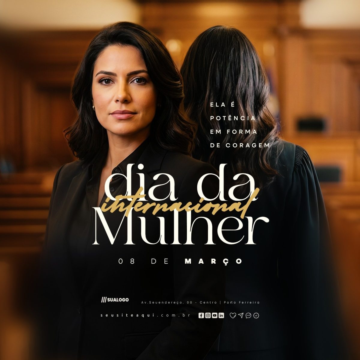 Dia Internacional da Mulher 08 de Março Ela é Potência PSD Editável