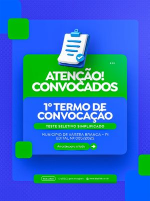 Convocação e Aviso Várzea Branca Edital 005 Poster PSD Editável