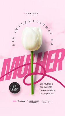 Dia Internacional da Mulher 08 de Março Tulipa Delicada PSD Editável