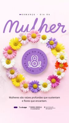 Mulher 08 de Março Dia da Mulher Dona da Própria Voz PSD Editável