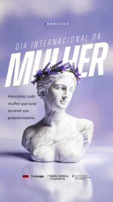 08 Março Dia Internacional da Mulher História e Empoderamento PSD Editável