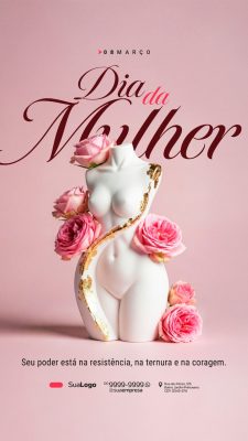 Dia da Mulher 08 Março Seu Poder Celebração Elegante PSD Editável