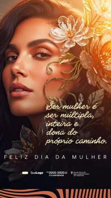 Feliz Dia da Mulher Ser Múltipla Inteira e Dona do Caminho PSD Editável