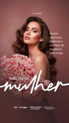 08 Mar Dia da Mulher Feliz Dia da Mulher Template Social PSD Editável