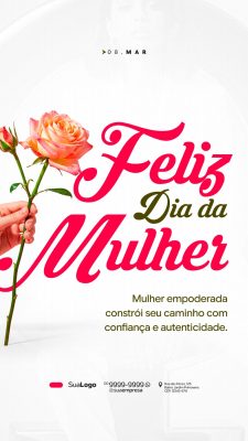 Dia da Mulher 08 Março Feliz Arte Social PSD Editável