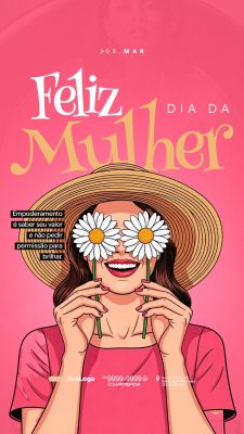 Feliz Dia da Mulher Empoderamento e Brilho Banner PSD Editável