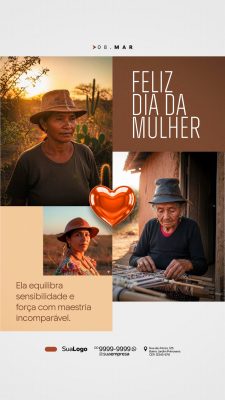 08 de Março Feliz Dia da Mulher Força e Maestria PSD Editável