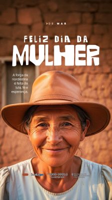 08 Março Feliz Dia da Mulher Força Nordestina Post PSD Editável